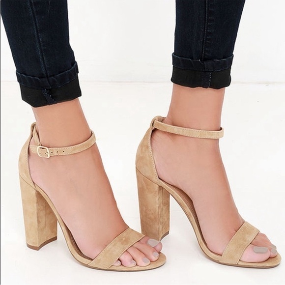 Steve Madden Carsron Tan Suede Strappy Heels - Picture 1 of 10